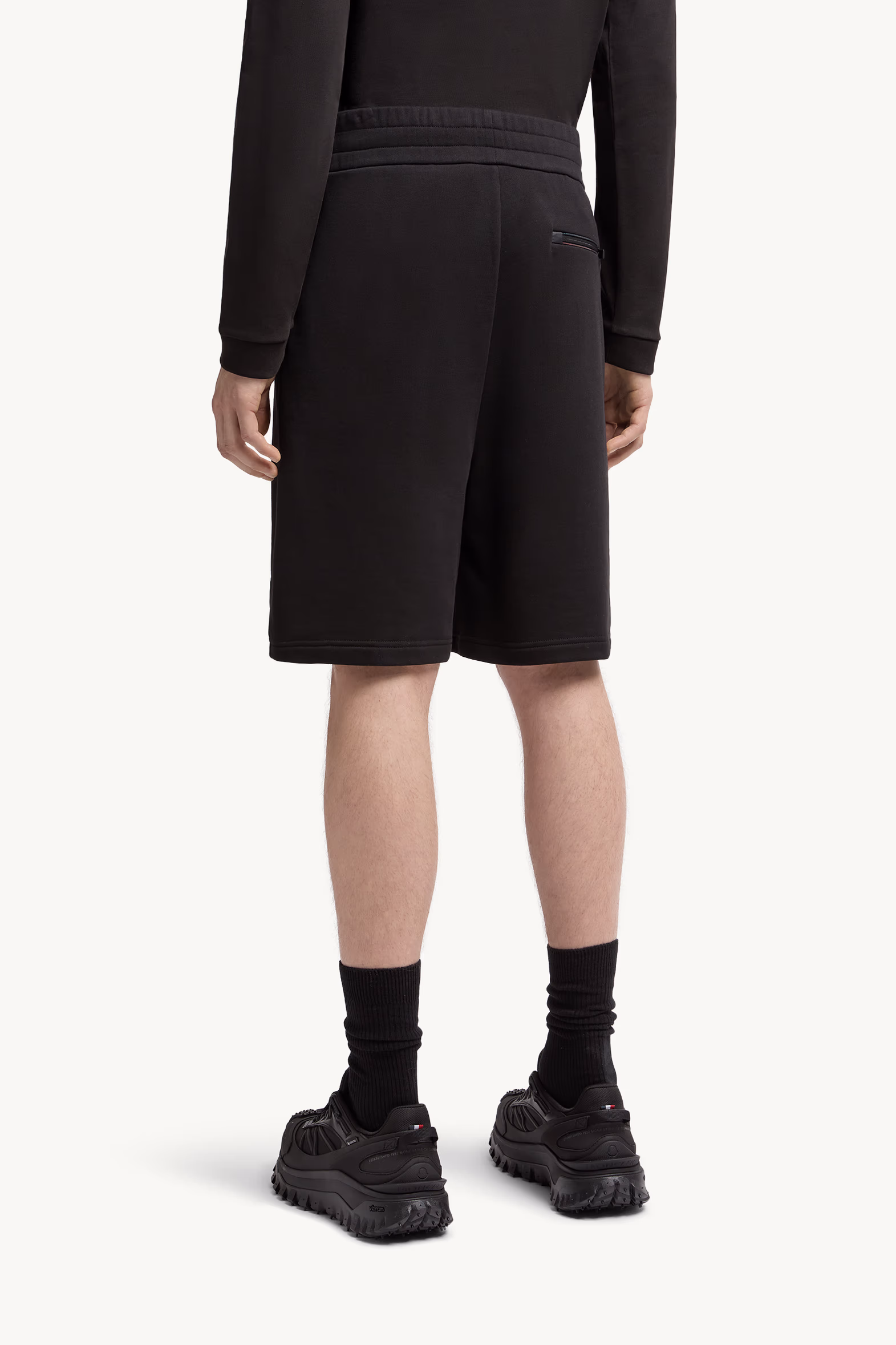 Logo Patch Cotton Shorts Men Black Moncler 5